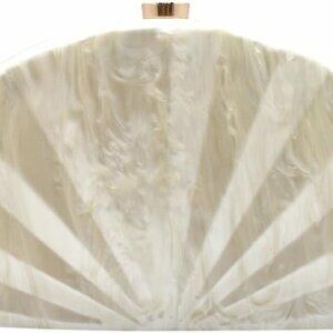 Women Fan Shell Acrylic Clutch Purse Marble Evening Bag Unique Handbag Cute Shel